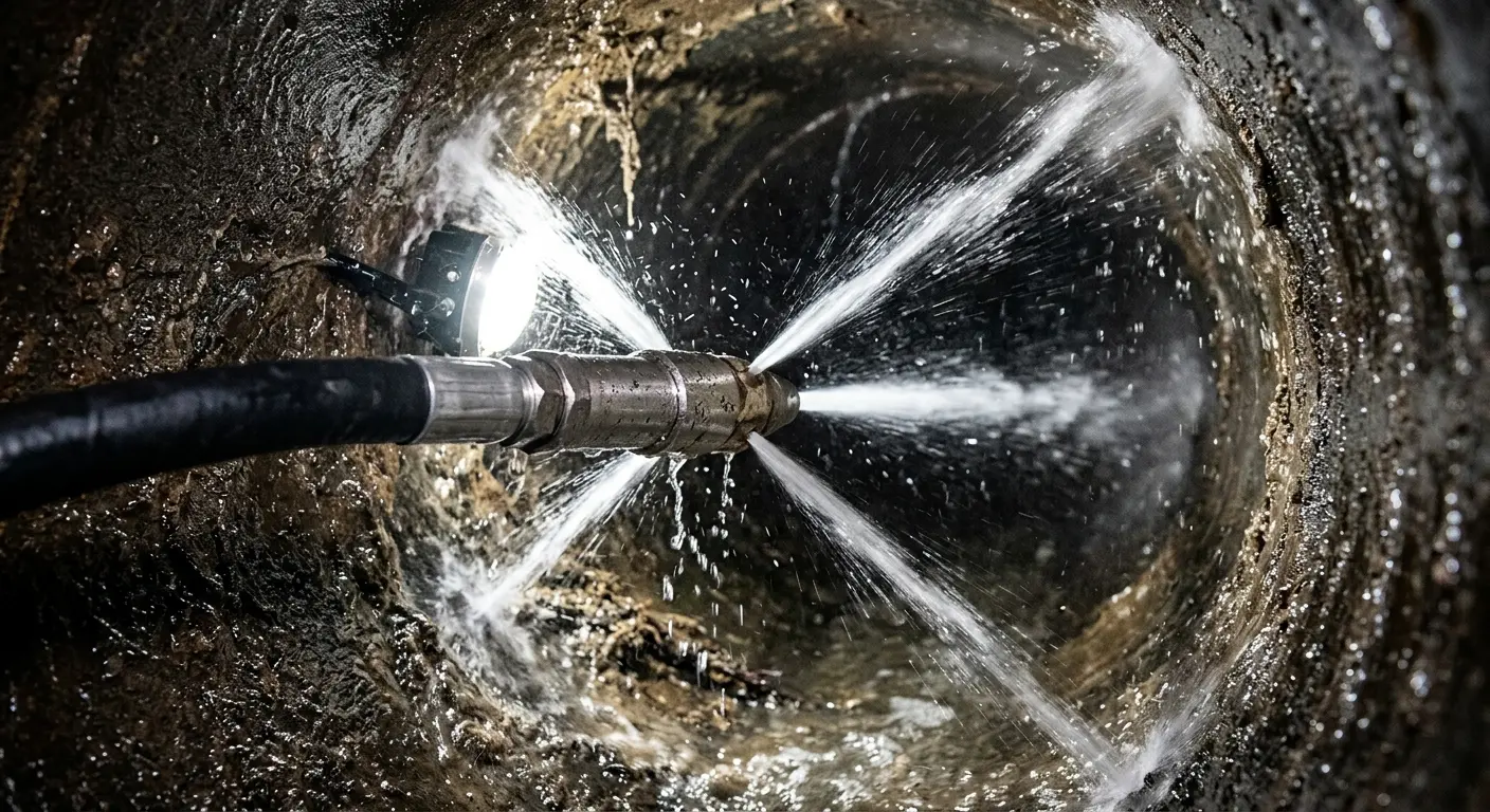 High-pressure hydro jetting nozzle cleaning sewer pipe for Storm Drain Cleaning in Hanover